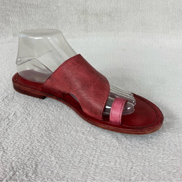 Free People Sant Antoni Women's Slide Sandals Size 9 Red Distress Toe Loop - Picture 4 of 11